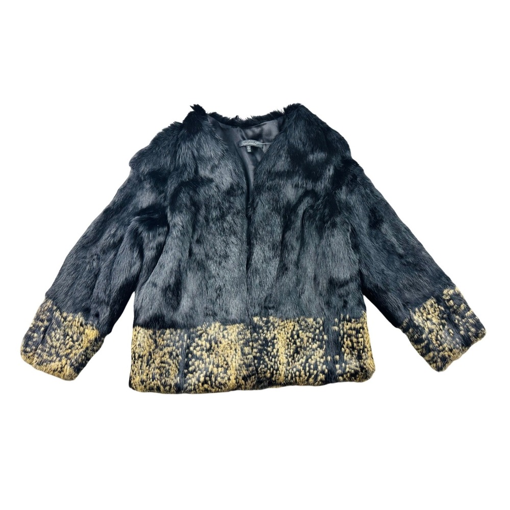 Funktional Rabbit Fur Jacket Women XS Black Cropped Silk Lined Boho Elegant Chic